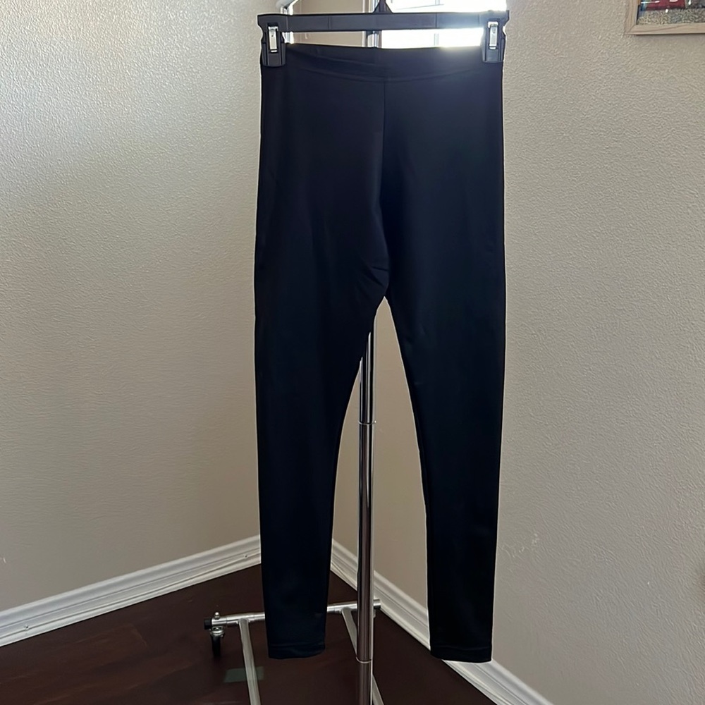 AMERICAN APPAREL BLACK MATTE FAUX LEATHER LEGGINGS